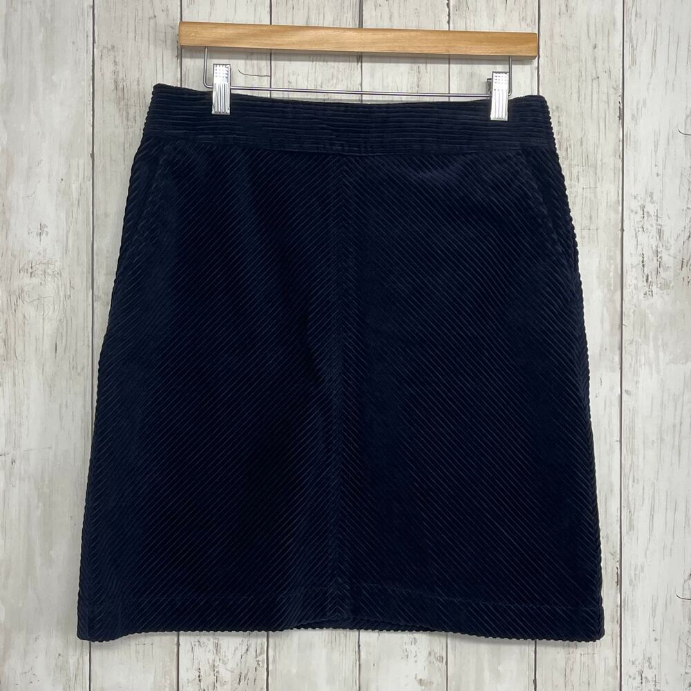 Talbots Navy Blue Corduroy Cotton Skirt 6 Knee Length A-Line Coastal Preppy